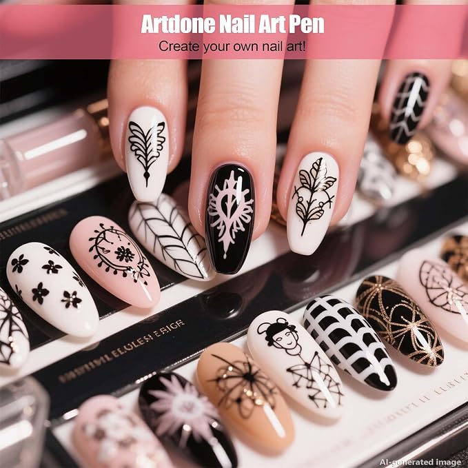 Artdone 32pcs Nail Art Brushes Tools Set Dotting Tools for Gel Polish | Dust Brush,Striping Brushes for Long Lines, Drawing Pen Design supply