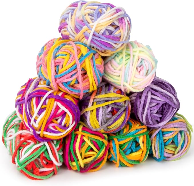 MAQIHAN Ombre Yarn for Crocheting - 10x15g Soft Cotton Yarn for Knitting | Multicolor Variegated Yarn Skeins for Handicraft, Assorted Vibrant Colors for Crochet & Knitting Beginners, Adults