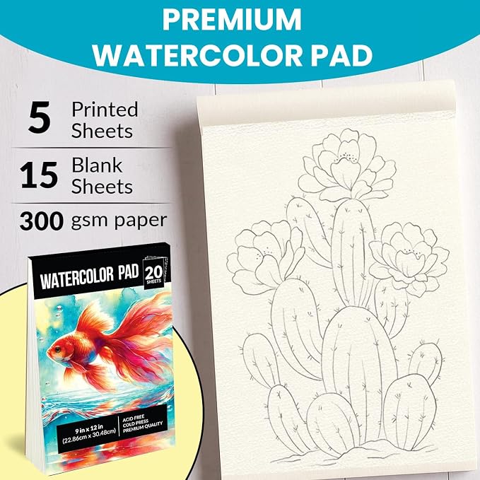 Chalkola 64 Water Color Paint Set for Adults, Kids & Professional Artists | 64 Watercolor Paint Tubes (12ml, 0.4oz), 10 Painting Brushes, 1 Palette & 20 WaterColor Pad - Vibrant Art Painting Supplies