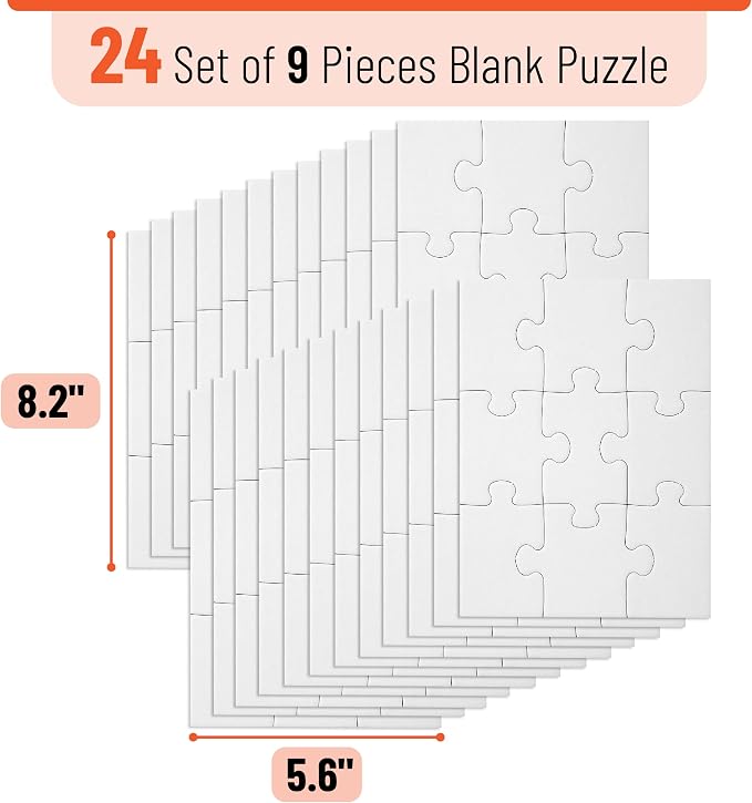 Mr. Pen- Blank Puzzle, 96 Pack, 9 Pieces/Pack, 5.5" x 4"