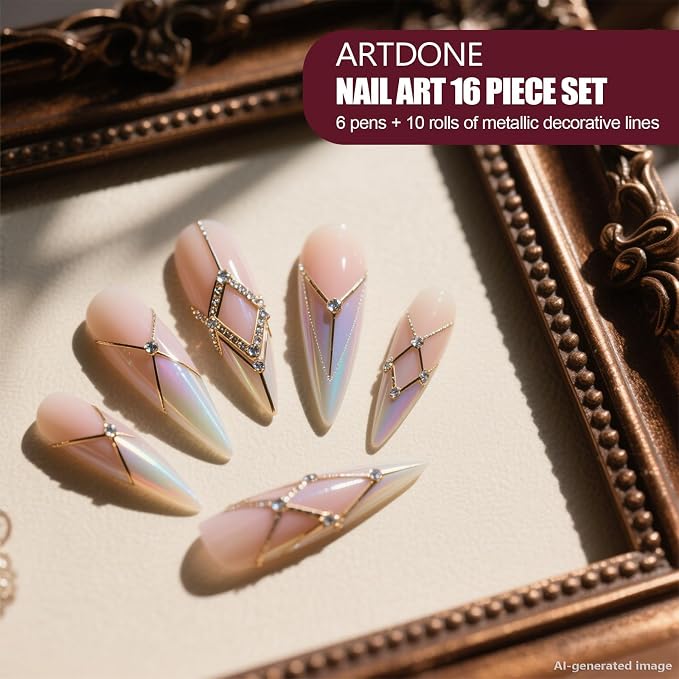 Artdone Nail Art Brushes 6PCS Double-ended Nail Art Brushes Kit Nail Art Gel Polish Liner Brushes Design Pen For Nail Drawing And Nail Paint Brushes Small Detail Brushes