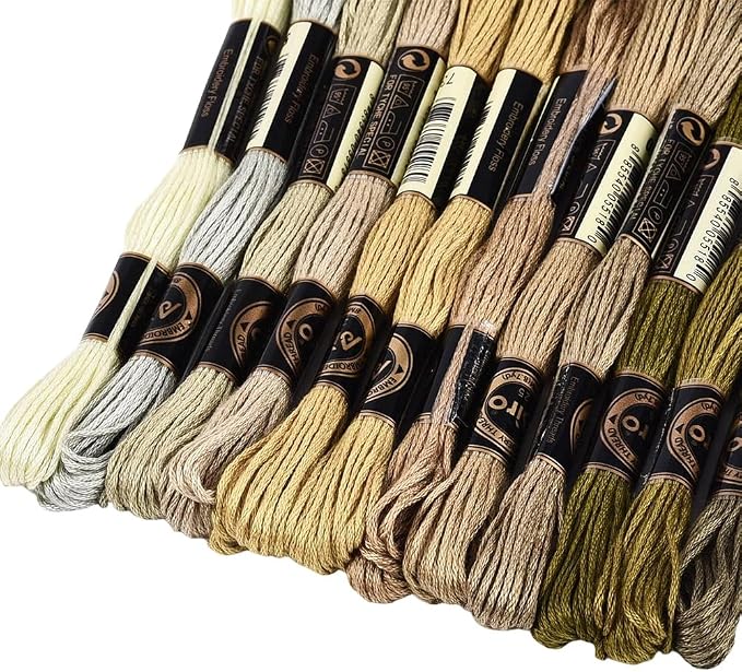 12 Skeins 105 Yards 6 Ply Brown Embroidery Thread Assorted Gradient Bulk Friendship Bracelet String Variegated Cross Stitch Yarn Polyester Floss Set for Crochet Hand Sewing Knitting Crafts