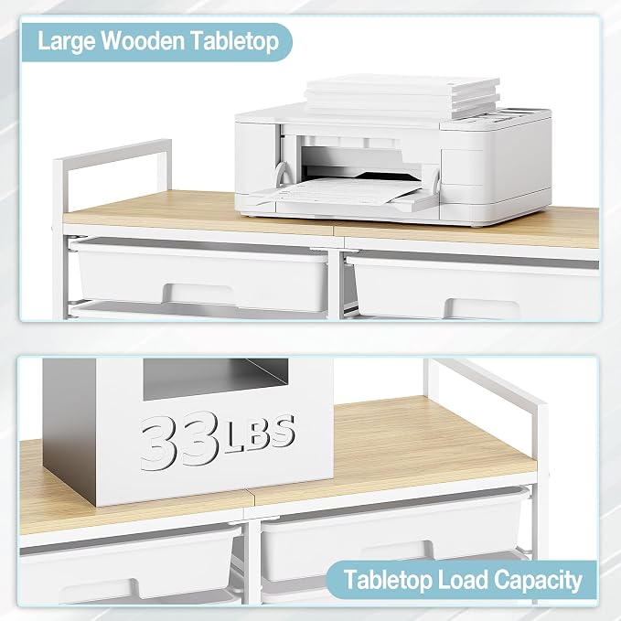 TOOLF 12 Drawers Rolling Storage Cart with Wooden Top for Classroom,White | Teacher Cart Craft Art Supply Organizer, Utility Cart with Lockable Wheels for Home Household Essentials, Office Organization