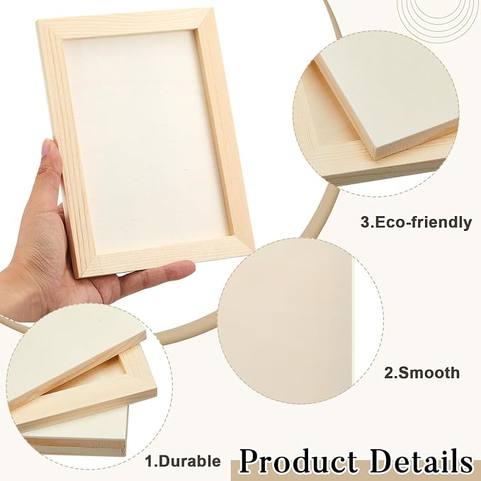 Kathfly 12 Pcs 5 x 7inch Wood Panels for Painting,Unfinished Boards