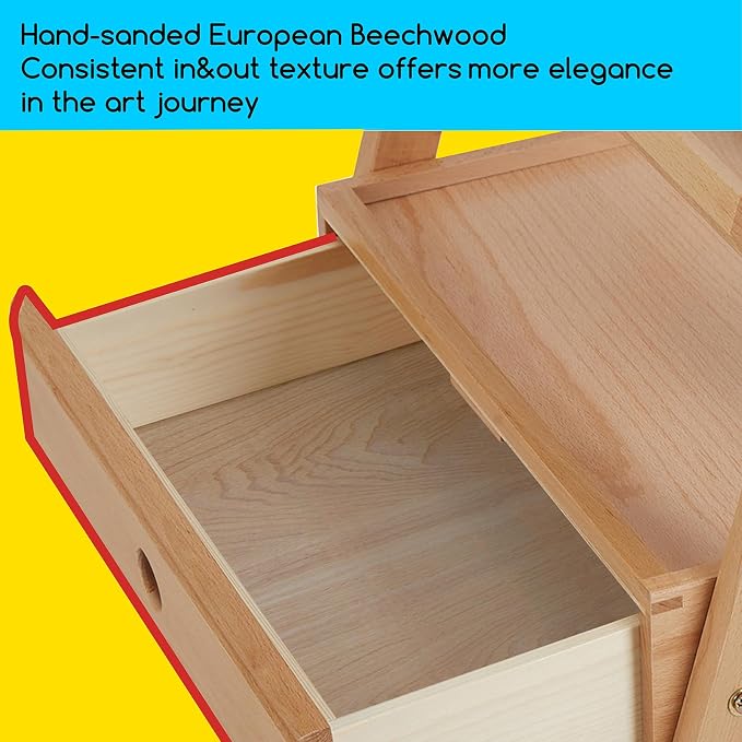 MEEDEN Painting Easel with Storage Drawer, Studio H-Frame Easel- Adjustable (60"~75") Solid Beech Wood Easel Stand for Painting for Adults, Holds Canvas Art up to 35",Natural
