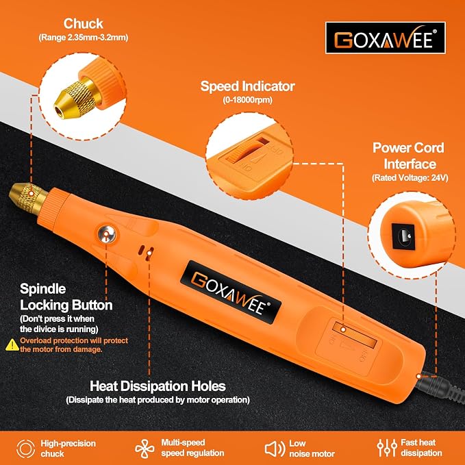 GOXAWEE Mini Corded Rotary Tool Kit, 105Pcs Electric Small Grinder Set