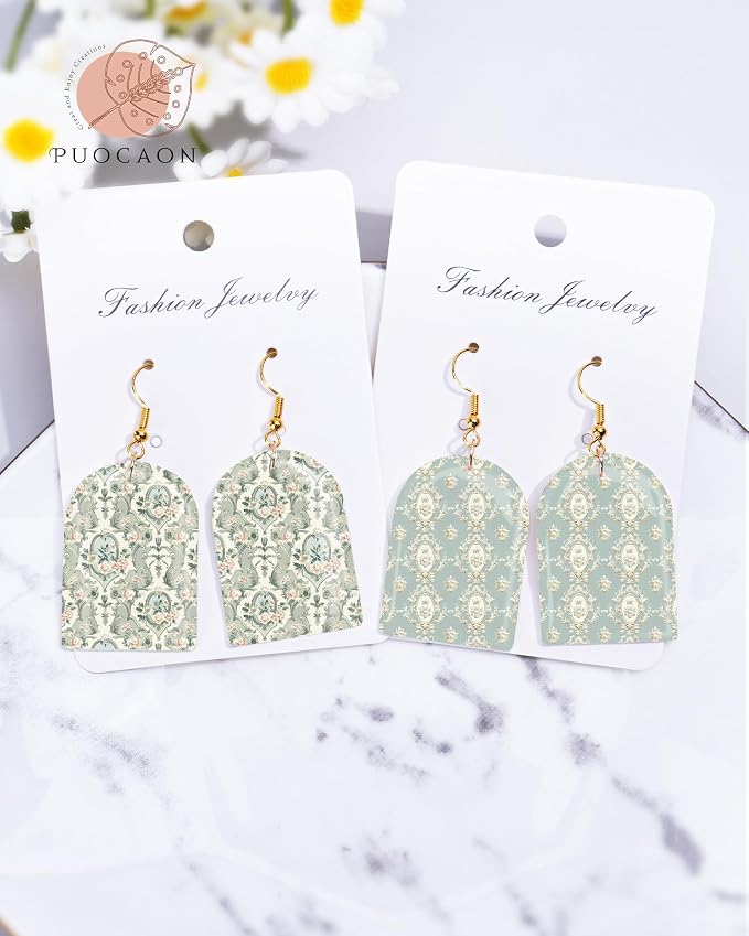 Puocaon Retro Clay Transfer Paper - Vintage Transfer Sheets for Polymer Clay Earrings Jewlery
