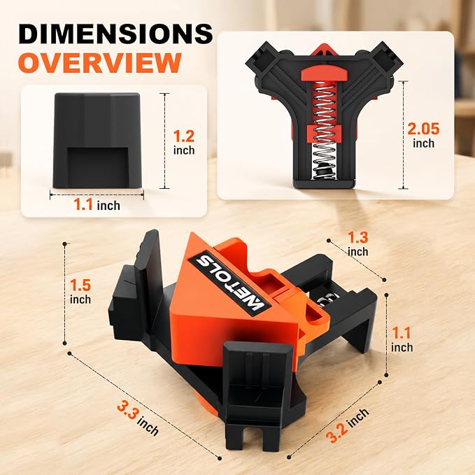 WETOLS 90 Degree Corner Clamp Set, 4 Pcs Adjustable Clamps for Woodworking