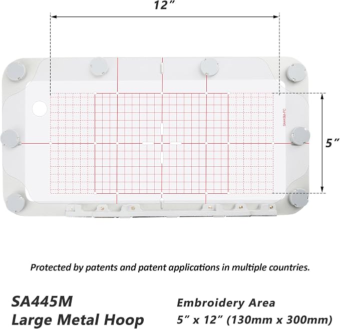 Sew Tech Magnetic Embroidery Hoop for Brother, 5x12in 130x300mm Round SA445 | Fits PE900 SE2000 PE800 PE780D PE770 PE700 SE2100 SE1950 SE1900 NS1250E NS2850D Brother; Baby Lock Bloom Accord Ellure