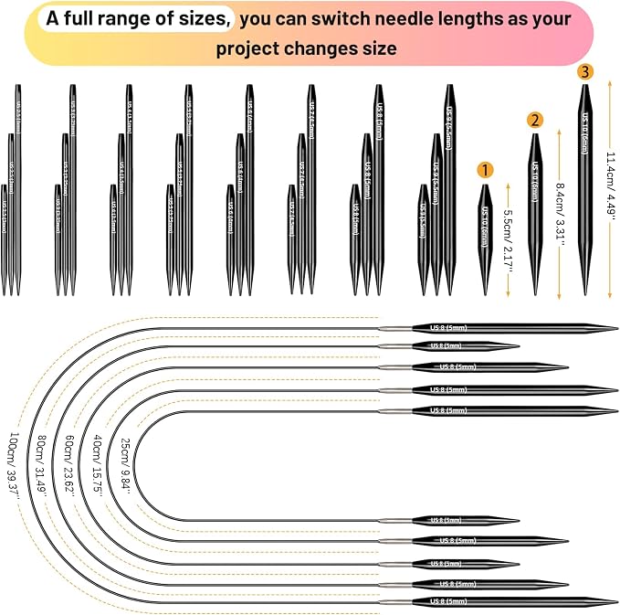 Katech Interchangeable Knitting Needles Set-27pcs Circular Knitting Needles