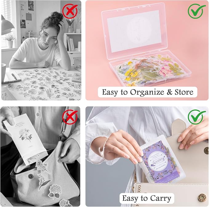 160pcs Transparent Floral & Plant Stickers for Scrapbooking