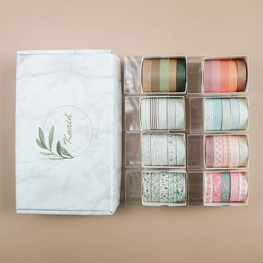 Knaid 40 Rolls of Slim Washi Tape Gift Box Set, Decorative Paper Tapes 10 mm Wide for Scrapbooking, DIY Arts and Crafts, Bullet Journal, Planner, Junk Journal, Notebooks (Pastel)