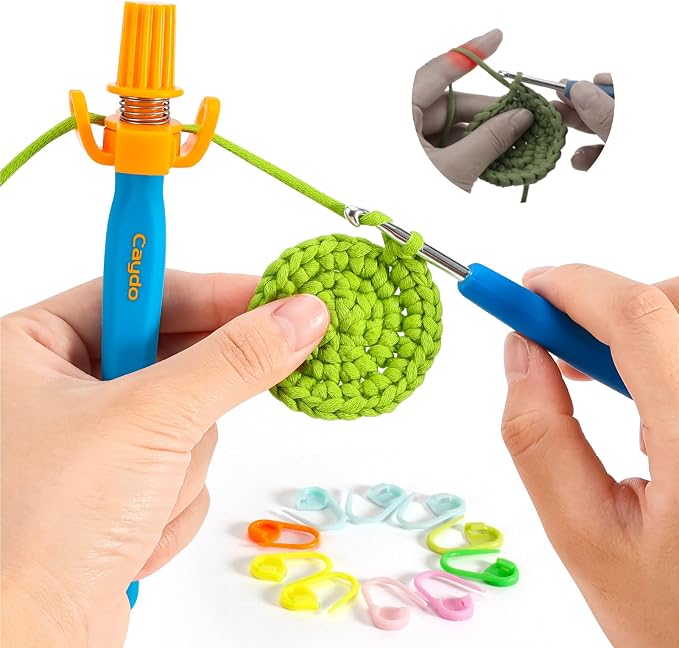 Crochet Tension Tool for Beginners, Ergonomic Yarn Guide Holder | Tension Control Crochet Helper, Comfort Handle for Left & Right Hander, Portable Crochet Accessories for Crocheters &Knitters