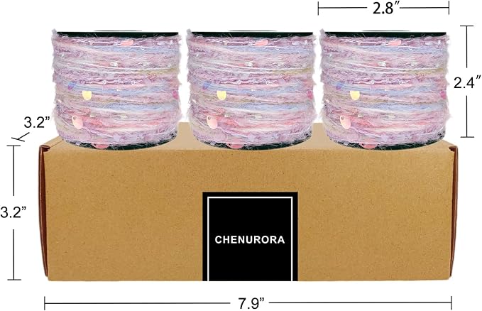 Artisanal Yarn Collection Multifiber Fancy Yarn with Sequins & Iridescent Shimmering Threads for Knitting Crocheting Crafts DIY, Set of 3 Rolls (Lilac)