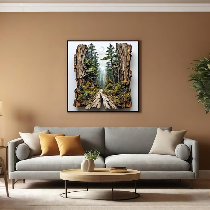 Forest Landscape Diamond Art Kits,5D Diamond Painting for Adult Beginners | DIY Full Drill Round Gem Painting Art for Adults，Home Wall Decor 13.78x13.78 Inch