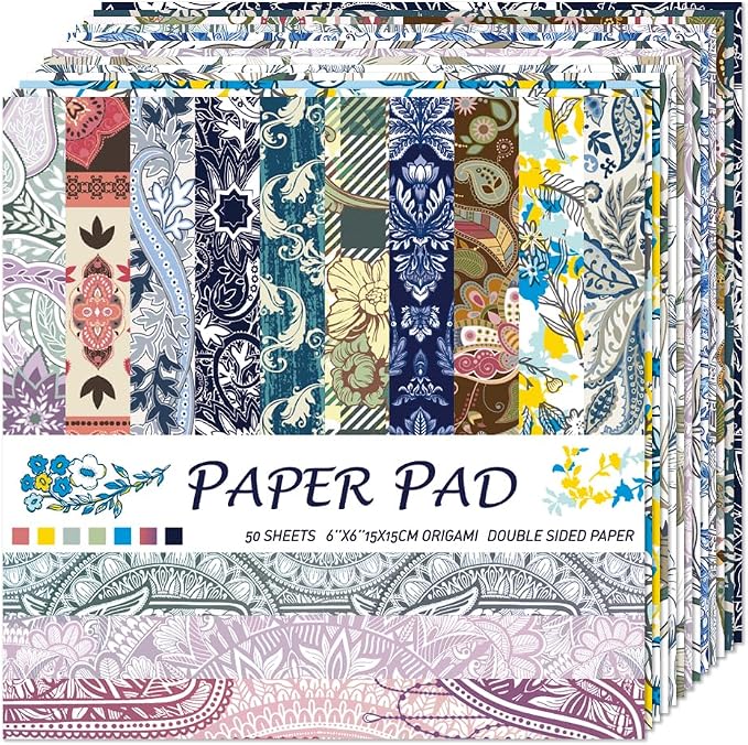6x6" Origami Paper,50Sheets Double Sided Colored Paper,Square Craft Paper