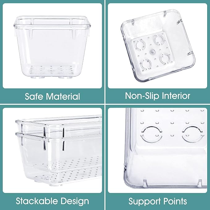 25 PCS Clear Plastic Drawer Organizer, Makeup Organizers and Storage Bins | 4 Sizes Desk Drawer Divider Organizers and Storage Bins for Makeup, Jewelry, Gadgets for Kitchen, Bedroom, Bathroom, Office