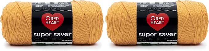 RED HEART Super Saver Yarn, Gold (Pack of 2)
