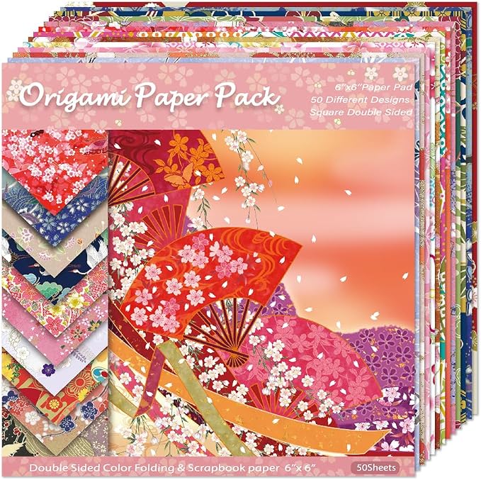6x6" Origami Paper,50Sheets Double Sided Colored Paper,Square Craft Paper