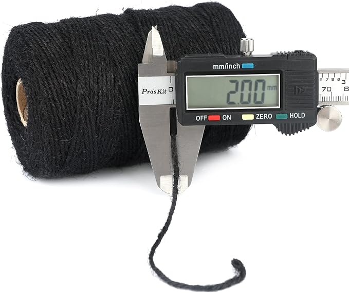 KINGLAKE Natural Jute Twine - 656 Feet, Arts & Crafts, Christmas, Durable Packing String, Black