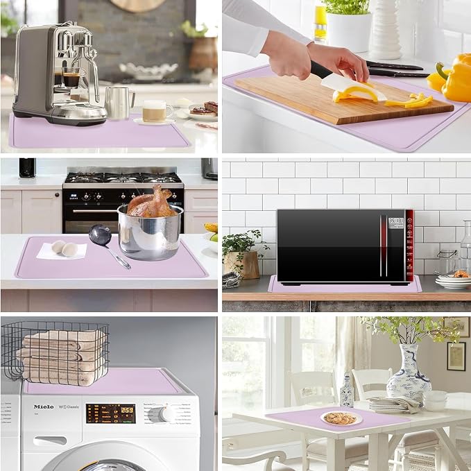 Silicone Placemats with Raised Edges for Kids, Kids Silicone Mats for Dining Table, Toddler placemat Portable Reusable Non-Slip Mats for Kids Toddler Children (Purple)