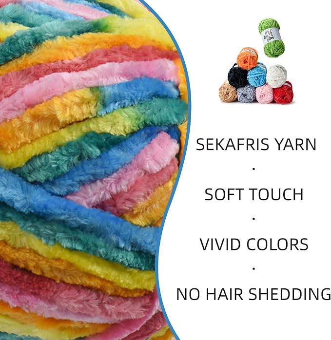 Chenille Crochet Neon Yarn 2 Pack