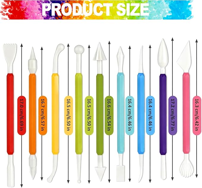 LINPHCEY Air Dry Clay Tools for Kids Ages 8+ Pottery Clay Tool Kit Plastic Clay Sculpting Tools Set for DIY Project, Modeling Polymer Clay Toys – Safe & Easy Grip for Beginners & Craft Lovers