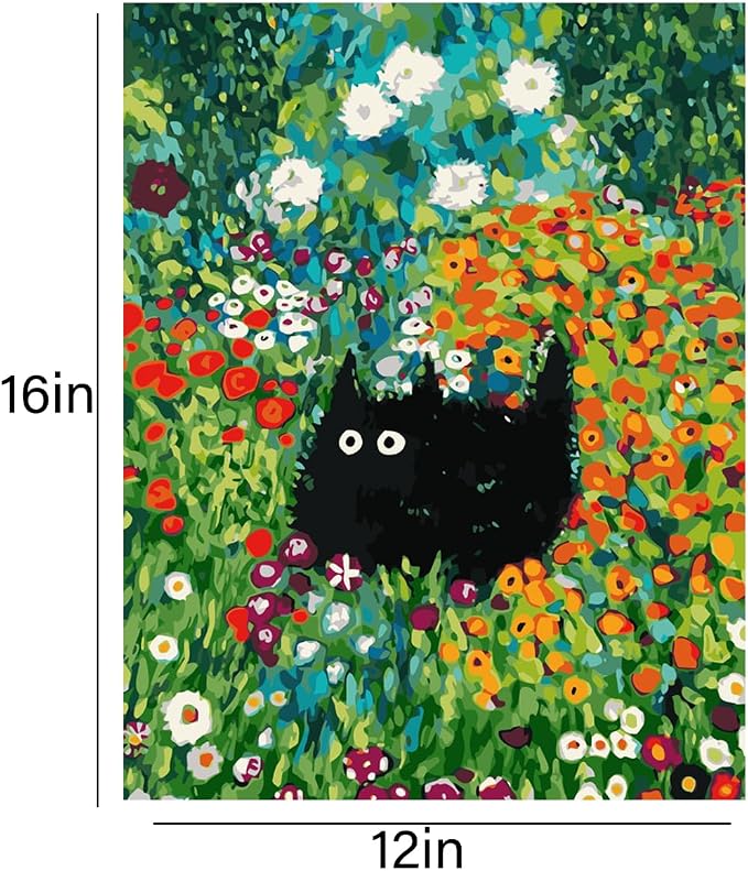 TONGZONGFU 2 Pack Black Cat Paint by Numbers Kit for Adults 12x16 in | Paint by Numbers DIY Acrylic Oil Painting by Number for Adult on Canvas in Wall Art (Without Frame)