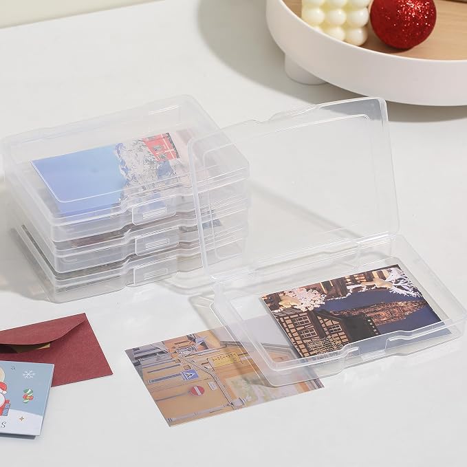 novelinks Photo Storage Boxes with Handle, Photo Organizers and Storage | 2Pack Clear, Photo Albums 4x6 Pictures, Photo Cases, Classroom Organization, Index Card Box, Photo Card Holder, Seed Storage
