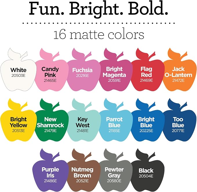 Apple Barrel, Vibrant Spectrum Collection Acrylic Craft Paint, Promoabiii, each, 16 assorted matte colors, 2 Fl Oz, 16 Count