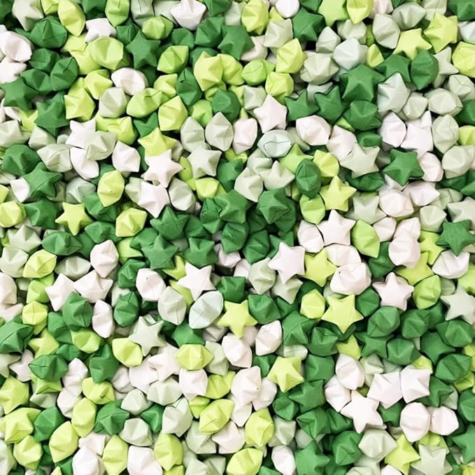 540 star origami strips, handmade paper star green handmade origami