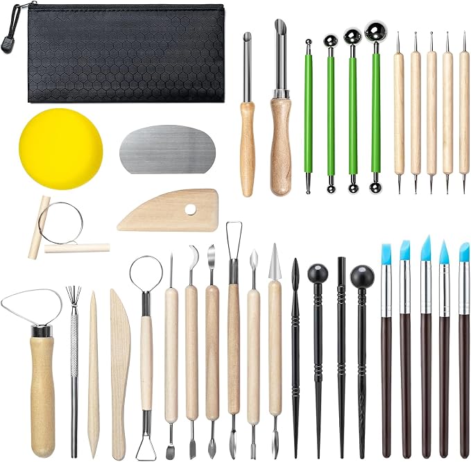 36 PCS Clay Tool, Clay Sculpting Tools Kit, Pottery Tools Can be Used for Stippling, Carving, Molding, and Shaping Clay Crafts, for Beginners, Hobbyists, Artists