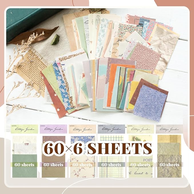 360Pcs Vintage Scrapbook Paper Kit, Collage Paper and Junk Journal Supplies