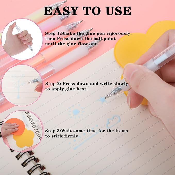 12 Pcs Quick Dry Glue Pen Fine Tip Ballpoint Roller Stick Pens