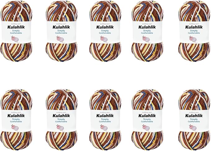 500g(10x50g) Acrylic Yarn for Crocheting and Knitting, Colorful Gradient Yarn Thread, 10 Rolls Skeins, Multicolor Hilo Acrílico, Perfect for DIY Crafts Project
