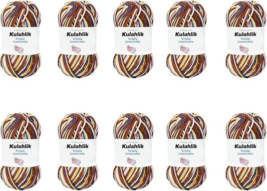 500g(10x50g) Acrylic Yarn for Crocheting and Knitting, Colorful Gradient Yarn Thread, 10 Rolls Skeins, Multicolor Hilo Acrílico, Perfect for DIY Crafts Project