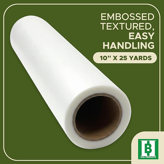 HBI Wash Away Embroidery Topping, Water Soluble Clear Film, 10 in x 25 yd | 1.5 oz water soluble backing, dissolves fully in water, machine and hand embroidery, freestanding lace, applique,