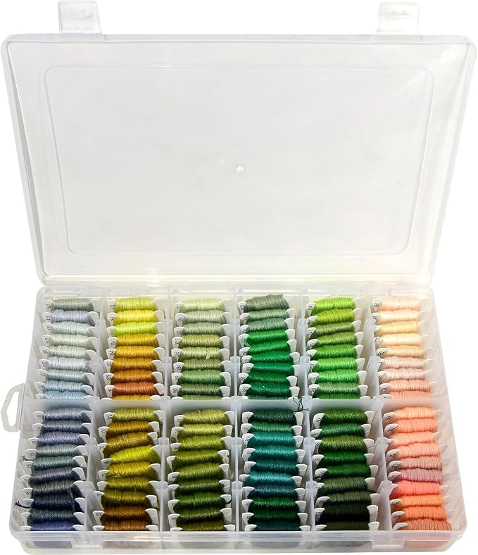 Embroidery Floss 447 Pre-Wound Threads on bobbins Fashionable Rainbow Color Friendship Bracelet String Cross Stitch Embroidery Thread, Craft Floss with Organizer Storage Box