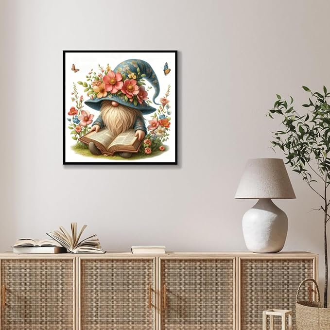 Gnome Diamond Art Kits for Adults,Wildflowers Diamond Painting Kits 14X14In