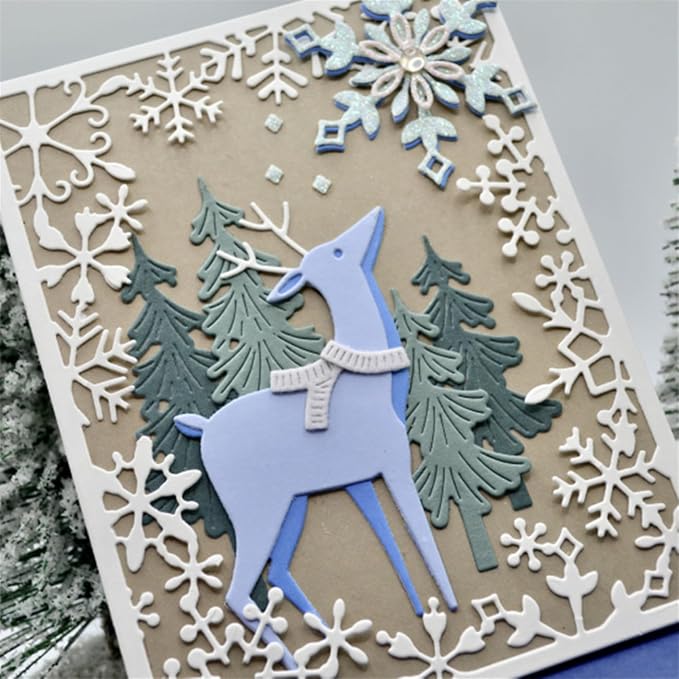 Cutting Dies 3D Background Frame Metal Stencils Scrapbooking Tools DIY Craft Carbon Steel Embossing Template for Paper Card Making Album Arts Supplies (Frame 12-snowflake 11.1x14.3cm)