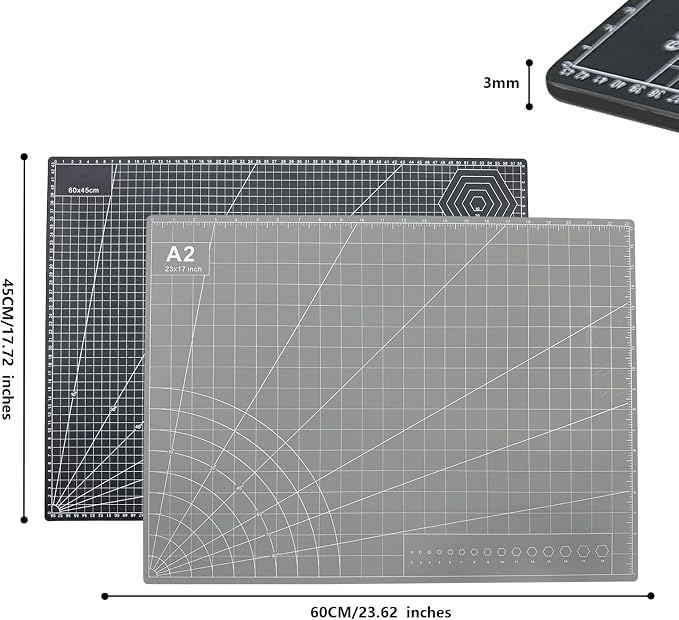 Self Healing PVC Cutting Mat, 2 pcs, 23" x 17", A2