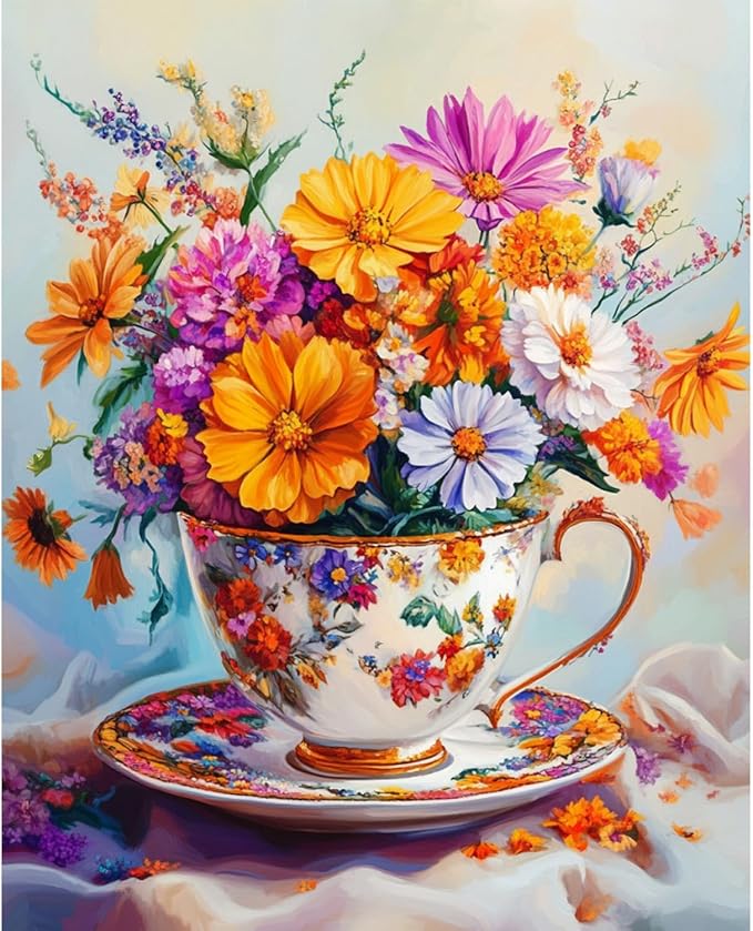 Banket Paint by Numbers Kit for Adults Beginner Flowers DIY Painting Kits for Adults Floral Easy Adult Paint by Number Kits on Canvas Color by Numbers for Gifts Home Wall Decor 16x20 Inch
