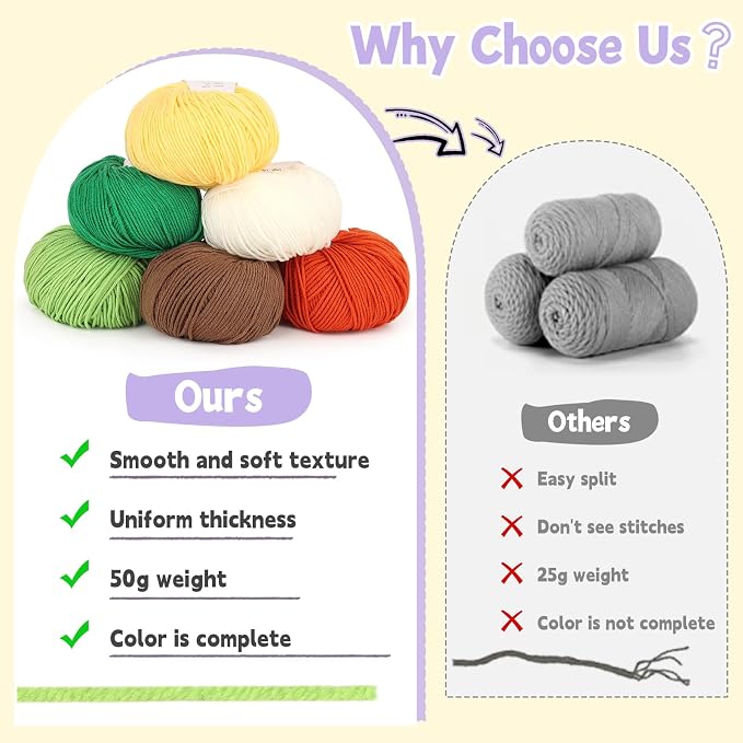Katech Cotton Acrylic Blend Yarn for Crocheting-Crochet Yarn Set (Beige | 55% Cotton 45% Acrylic#3 DK (Light)-Super Soft Milk Cotton Yarn-Great Crochet and Knitting Starter Kit for Colorful Craft