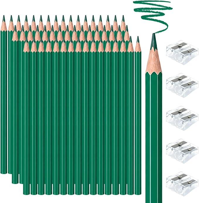 50 PCS Green Colored Pencils, Pre-sharpened Professional Wooden Art Pencils Set for Artists Painting | Premium Drawing Sketching Supplies