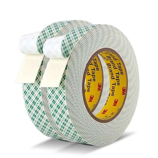 3M Double Sided Tape, 1" x 18Ft Foam Tape, 4032,Off White, 2 Pack