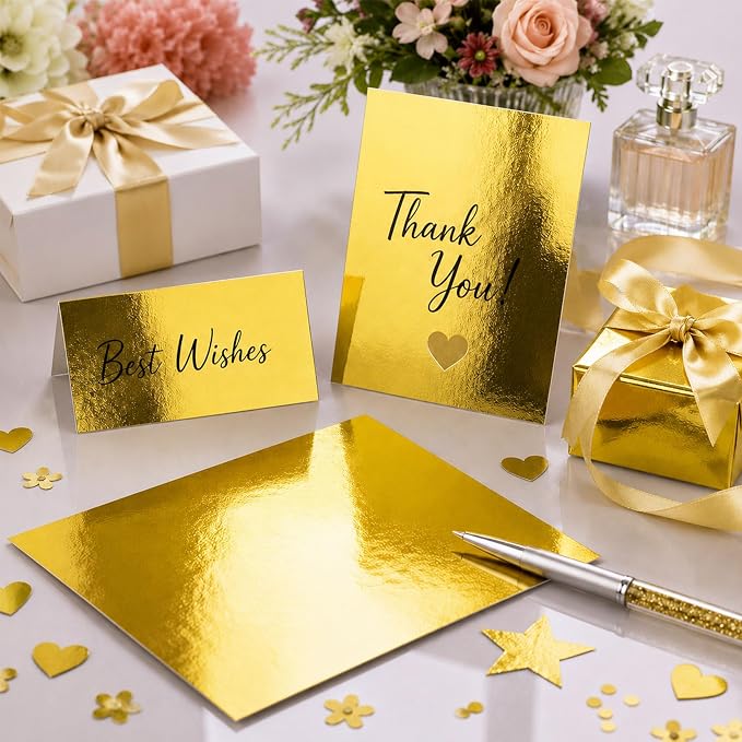 25 Sheets Bright Gold Mirror Cardstock Paper 8.5 x 11 Metallic Shimmer Sheets 250gsm/92lb Heavyweight Scrapbook Paper for Certificates, Invitations, Greeting Cards, Crafts, Graduations