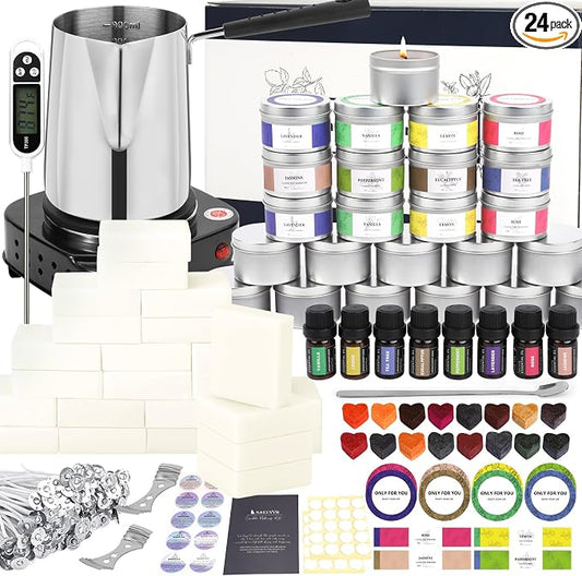 SAEUYVBCandle Making Kit,Candle Making Kit with Wax Melter, Complete Candle Making Kit for Adults Beginners, Candle Making Supplies, DIY Arts & Crafts Kits Perfect as Home Decorations