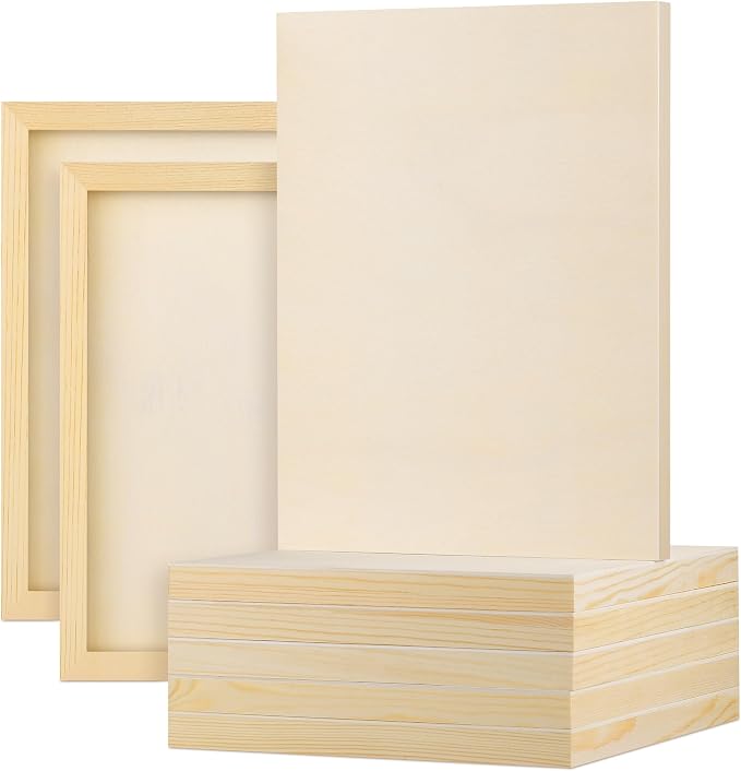 Aodaer 8 Pack Wood Panels 9 x 12 Inch Wooden Panels Canvas Unfinished Craft Wood Boards Panels for Art Crafts Acrylic and Oil Painting Pouring DIY Projects