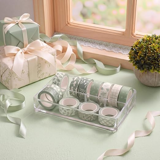 Gueevin 24 Rolls Floral Washi Tapes Set Scrapbook Supplies, Greenery | 15 mm Watercolor Flower Washi Tapes, Back to School DIY Craft Arts, Junk Journaling Planner Gift Wrapping Supplies