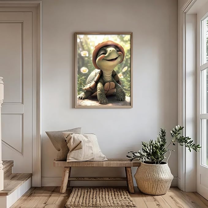 5D Cute Smiling Turtle Diamond Art kits for Adults Beginners 12x16in | Diamond Painting Kit DIY Full Round Drill Paint by Diamonds Dot Gem Art for Adult, Home Wall Decor